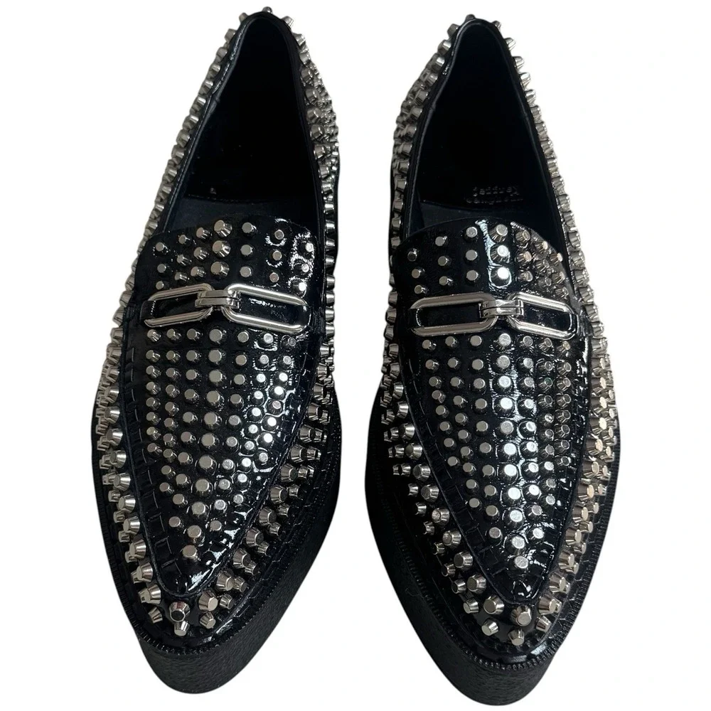 NEW NO BOX Jeffrey Campbell Choux Black Studded Platform Loafers‎ Goth Grunge 9